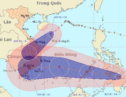 Bão Krosa tiến gần Đà Nẵng và Bình Định