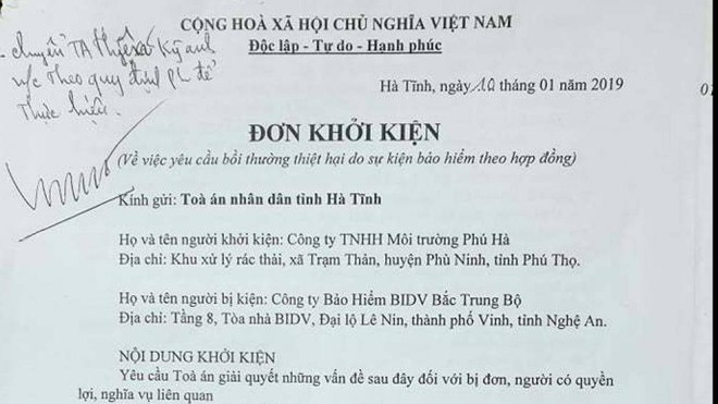 “Tố” Bảo hiểm BIC trây ì thanh toán, doanh nghiệp khởi kiện ra tòa