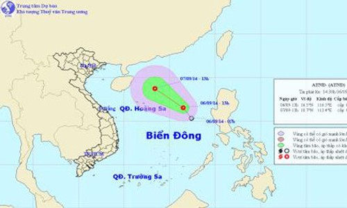 Áp thấp cách quần đảo Hoàng Sa khoảng 470km về phía Đông