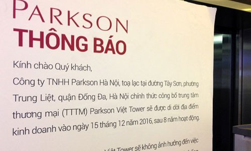 Parkson Thái Hà đóng cửa sau 8 năm: Rút khỏi Hà Nội?