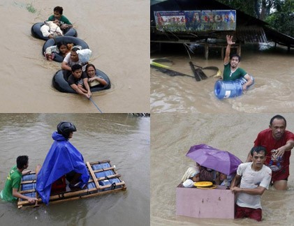 Độc lạ muôn kiểu phương tiện chạy lụt của người Philippines