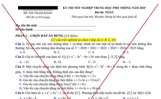 Bộ GD&ĐT lên tiếng về đề thi môn Toán lan truyền trên mạng