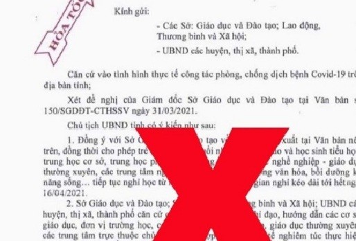 Bắc Ninh truy tìm người giả mạo văn bản cho học sinh nghỉ học từ 1/4