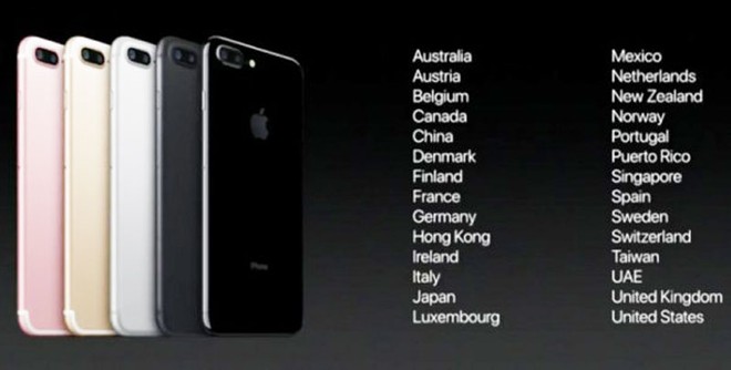 Các nước được mua iPhone 7 và iPhone 7 Plus sớm nhất