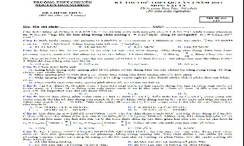 Đề thi thử THPT quốc gia 2015 môn Lý chuyên Nguyễn Quang Diêu và đáp án