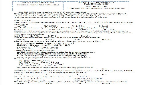 Đề thi thử THPT quốc gia 2015 môn Hóa học THPT Nguyễn Trãi