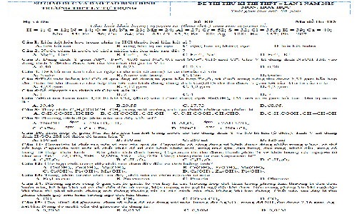 Đề thi thử THPT quốc gia 2015 môn Hóa học THPT Lý Tự Trọng