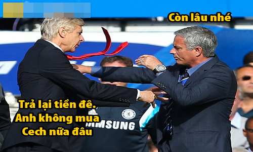 Ảnh chế Premier League: HLV Wenger túm cổ áo Mourinho đòi tiền