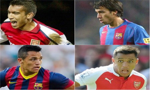 Những ngôi sao bóng đá từng khoác áo Arsenal và Barcelona