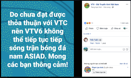 VTC thẳng tay cắt sóng Asiad 2018 “cho”  VTV, dân mạng nói gì?