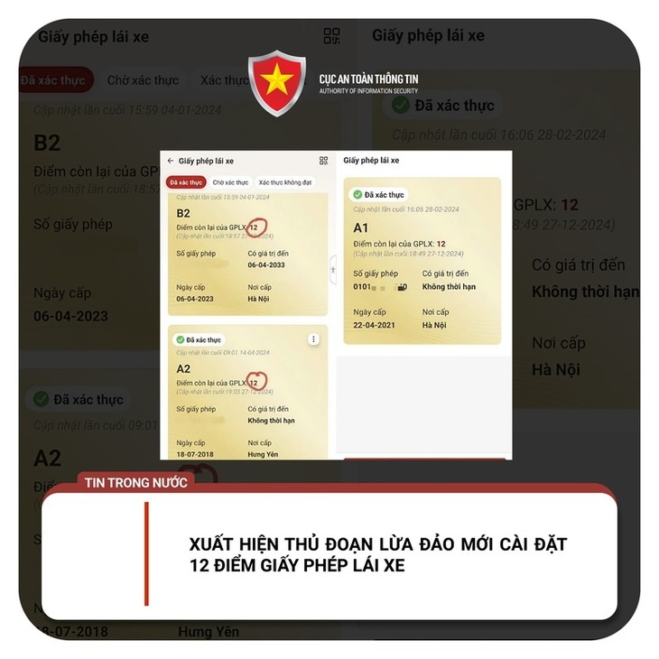 Thủ đoạn lừa đảo mới: Tích hợp điểm GPLX vào dịch vụ công Thu doan lua dao moi: Tich hop diem GPLX vao dich vu cong