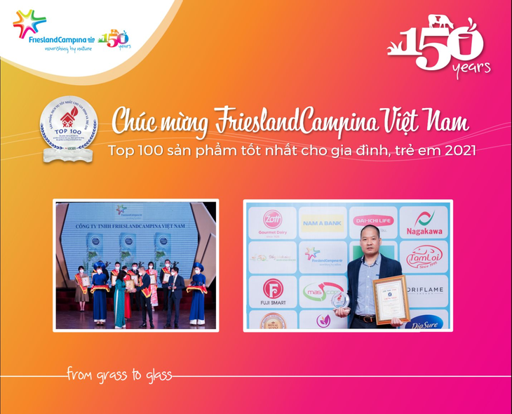 FrieslandCampina Vietnam còn ghi tên mình vào danh sách “Top 100 - Sản phẩm, Dịch vụ tốt nhất cho Gia đình, Trẻ em”. image003.png