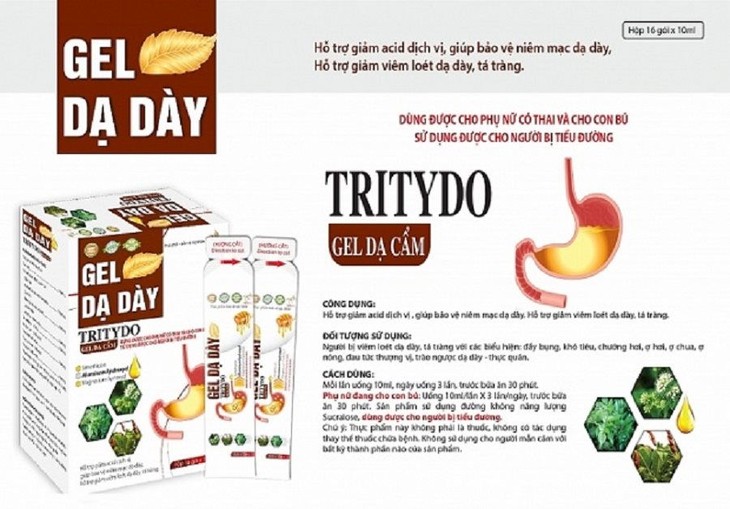 Sản phẩm thực phẩm bảo vệ sức khỏe Gel dạ dày Tritydo gel dạ cẩm bị Cục An toàn thực phẩm buộc tạm dừng việc bán, lưu thông, sử dụng. gel-da-day(1).jpg