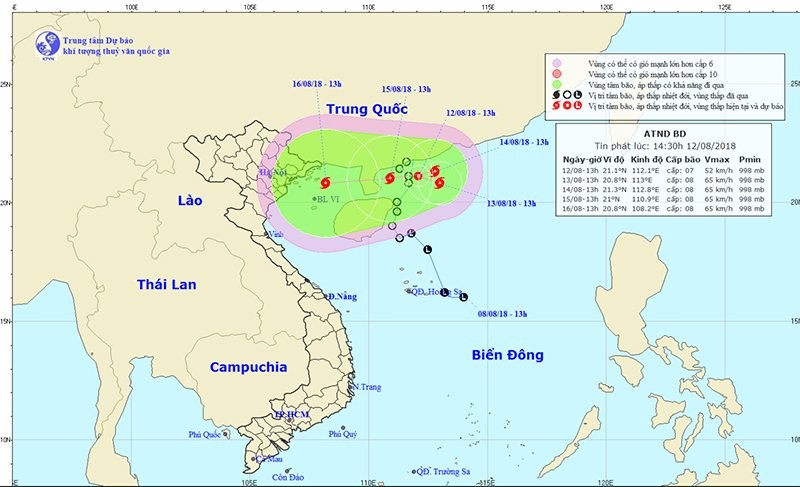 Áp thấp khả năng mạnh thành bão, giật cấp 10 và liên tục đổi hướng 