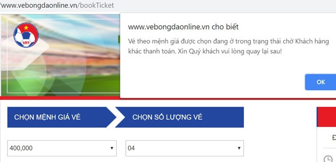 Tiếp tục bán vé Việt Nam - Philippines từ 10h, hệ thống lại tê liệt