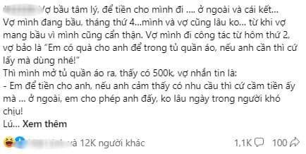 Vợ bầu cho 500k, chồng đi nhậu, nói thế nào mà vợ hiểu lầm?