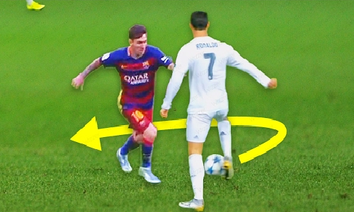 Tình huống tranh chấp bóng cực "chất" giữa Ronaldo và Messi 