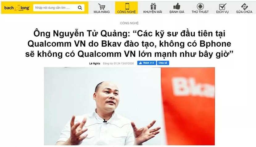 BKAV sẽ khởi kiện trang tin cắt xén phát biểu CEO Nguyễn Tử Quảng