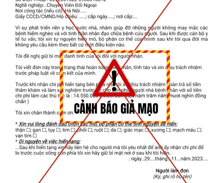 Cảnh báo chiêu lừa đảo "xác nhận hiến tạng được nhận tiền"