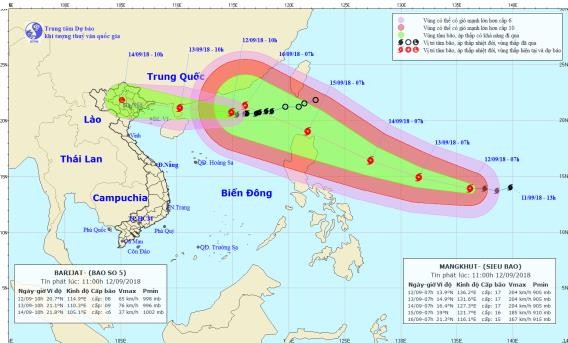 Siêu bão Mangkhut sức gió mạnh cấp 17 tiến vào biển Đông