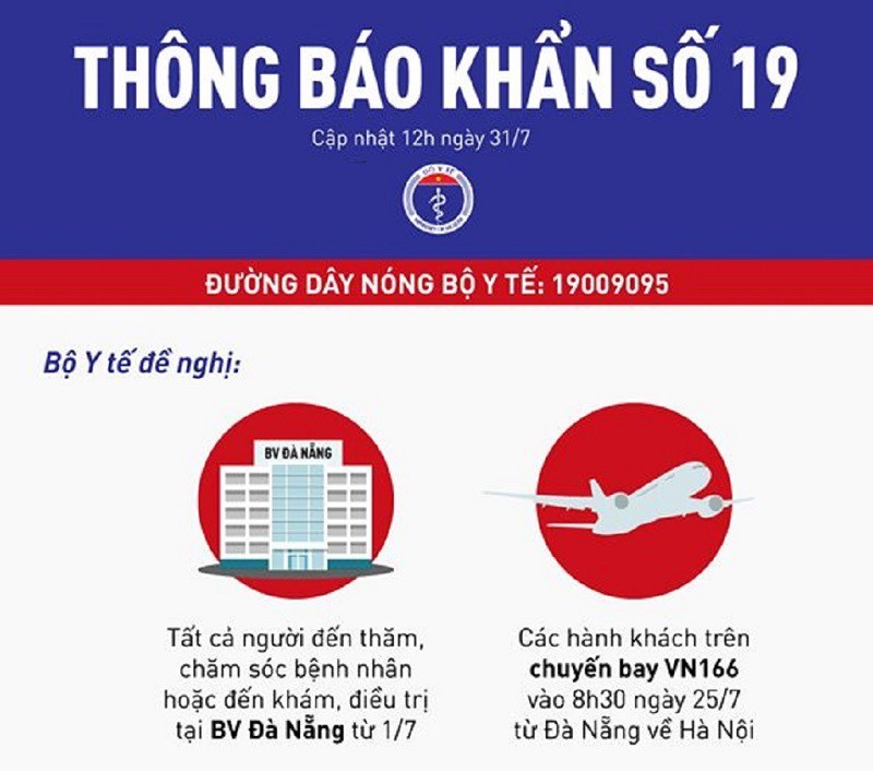 BYT thông báo khẩn tìm người từng đến Bệnh viện Đà Nẵng từ 1/7