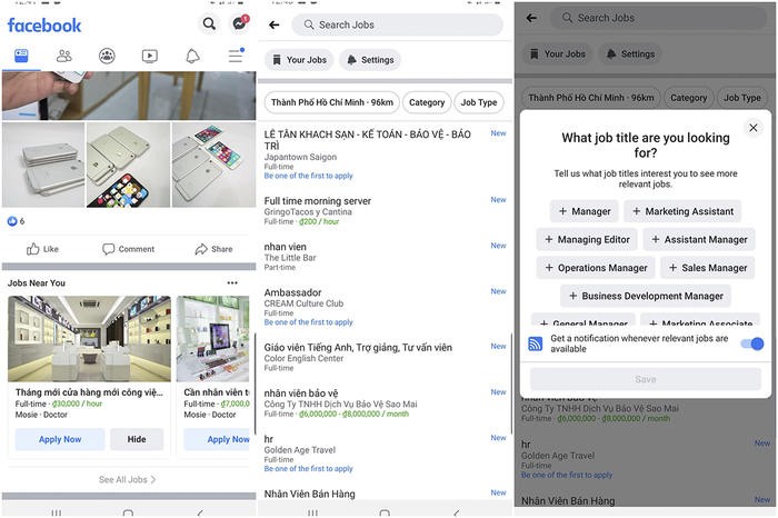 Người dùng Việt Nam có thể dùng tính năng tìm việc làm trên Facebook