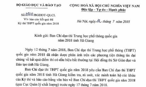 Bộ GD&ĐT yêu cầu rà soát kết quả thi THPT quốc gia bất thường tại Hà Giang