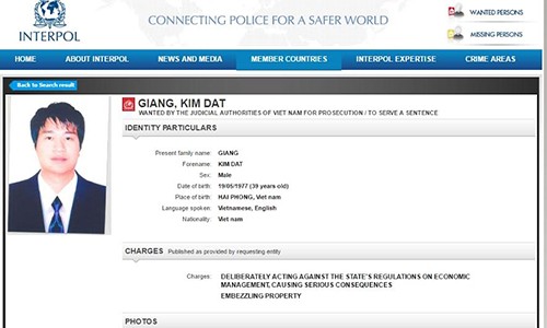 Chưa có tên Trịnh Xuân Thanh trên trang web truy nã của Interpol