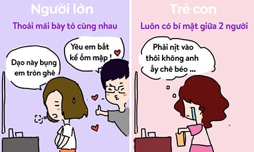 Phân biệt phong cách tình yêu kiểu người lớn và trẻ con