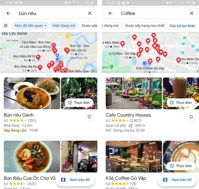 Cách tìm quán ăn ngon mở cửa ngày Tết bằng Google Maps