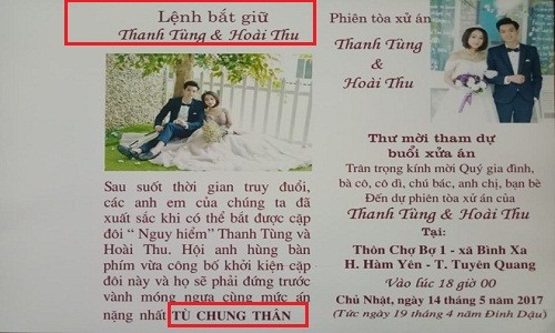 Thiệp cưới "lệnh truy nã" của cặp đôi Tuyên Quang