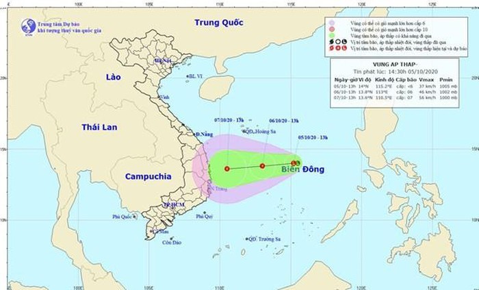 Vùng áp thấp có khả năng mạnh lên thành áp thấp nhiệt đới