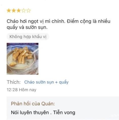 Bị review cháo ngọt vị mì chính, chủ quán cháo sườn đáp: Tiễn vong