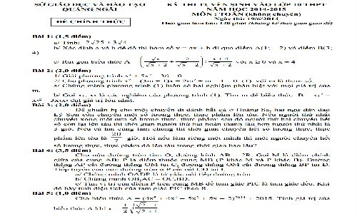 Đề thi thử vào lớp 10 môn Toán năm 2015 và đáp án 