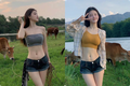 Ngán ngẩm hot girl xứ Trung mặc siêu ngắn đi chăn bò