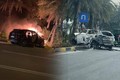 Hà Nội: Sau mất lái, ô tô bốc cháy trơ khung trên đường