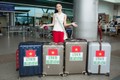 Hà Thu mang theo 10 kiện hành lý đến Philippines thi Miss Earth