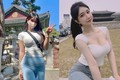 Đỏ mặt hot girl mặc đồ tập mỏng, bó sát phản cảm đi chùa