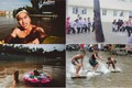 Trò vui bá đạo của học sinh khi sân trường ngập lụt