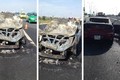 Mazda 3 cháy trơ khung trên cao tốc Long Thành - Dầu Giây