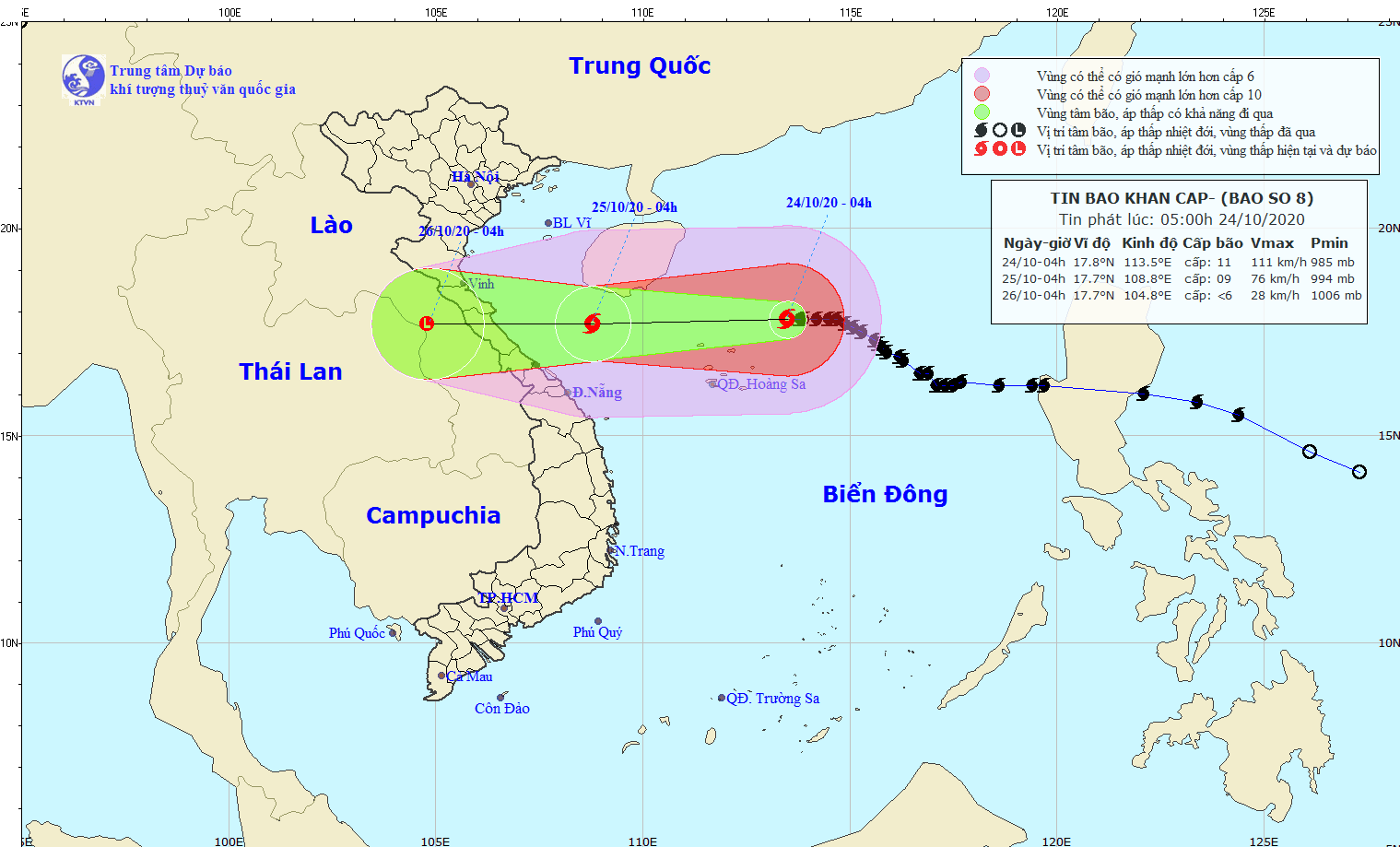 Tin bão khẩn cấp cơn bão số 8 tại Biển Đông
