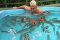 Người đàn ông liều lĩnh nhảy xuống bể nước đầy cá Piranha