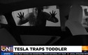 Em bé 20 tháng tuổi bị mắc kẹt bên trong xe Tesla vì hết điện