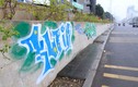 Vẽ graffiti tự phát trên đường trăm tỷ ở Hà Nội