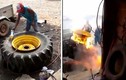 Video: Thợ sửa xe sợ xanh mặt khi lốp xe phát nổ như bom
