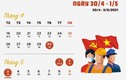 Dịp 30/4-1/5 năm nay: Người dân nghỉ 4 ngày