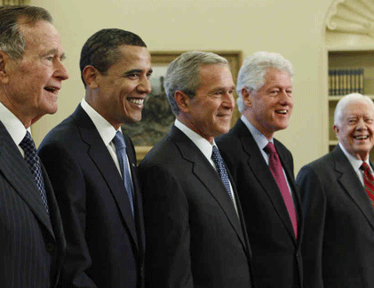 Obama và các cựu tổng thống Mỹ làm “diễn viên” 