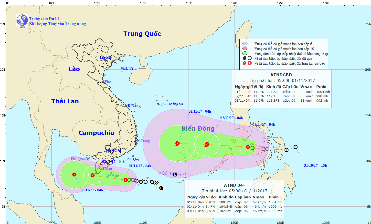 ATNĐ, bão hướng vào Nam Bộ đúng 20 năm sau bão Linda