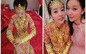 Câu dâu xinh đẹp mặc “áo giáp vàng” trong ngày cưới
