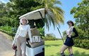 Đi đánh golf, Trâm Anh mặc từ "kín như bưng" đến váy ngắn khoe dáng